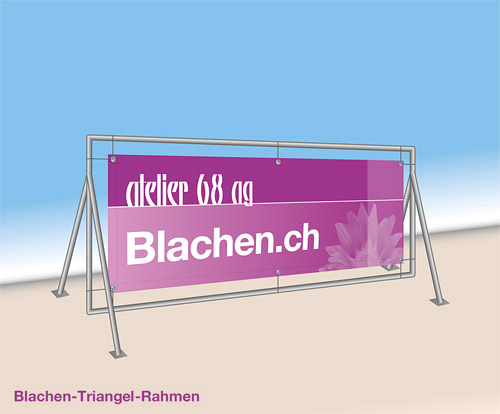 Werbeblache in Blachen-Gestell